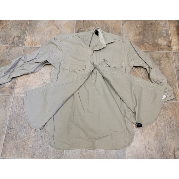 Vintage Eddie Bauer Shirt Men's Medium Tan Long Sleeve Duck Hunting USA Made 90s - Picture 3 of 12